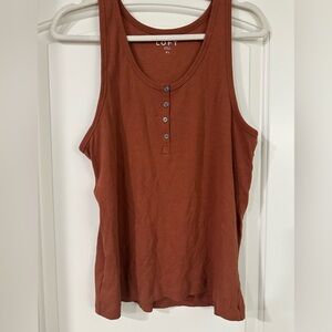 LOFT Burnt Orange Sleeveless Buttoned Tank Top